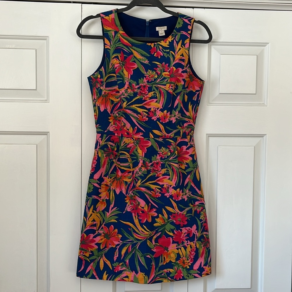J Crew Tropical Floral Shift Dress Sz 0 - Picture 8 of 9